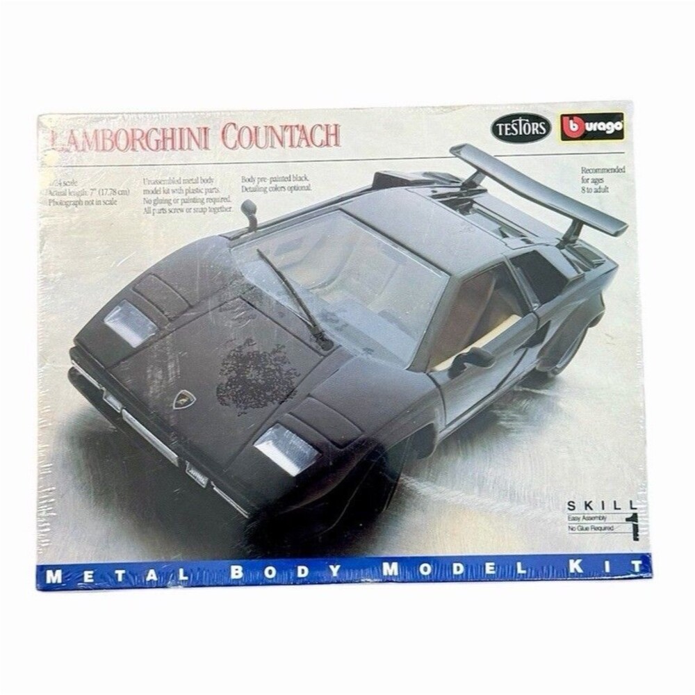 Vintage 1992 Testors Lamborghini Countach 1:24 Metal Body Model Kit No. 165